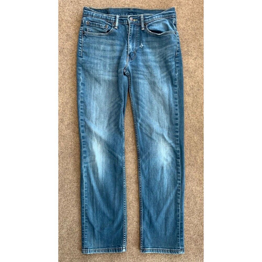 Levis 514 Straight Fit Jeans Mens 31x32 Mid Rise Distressed Medium Wash Denim